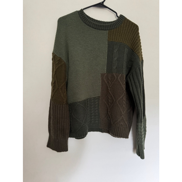 Women's Abel Green Brown Patchwork Sweater Size M - Picture 2 of 12